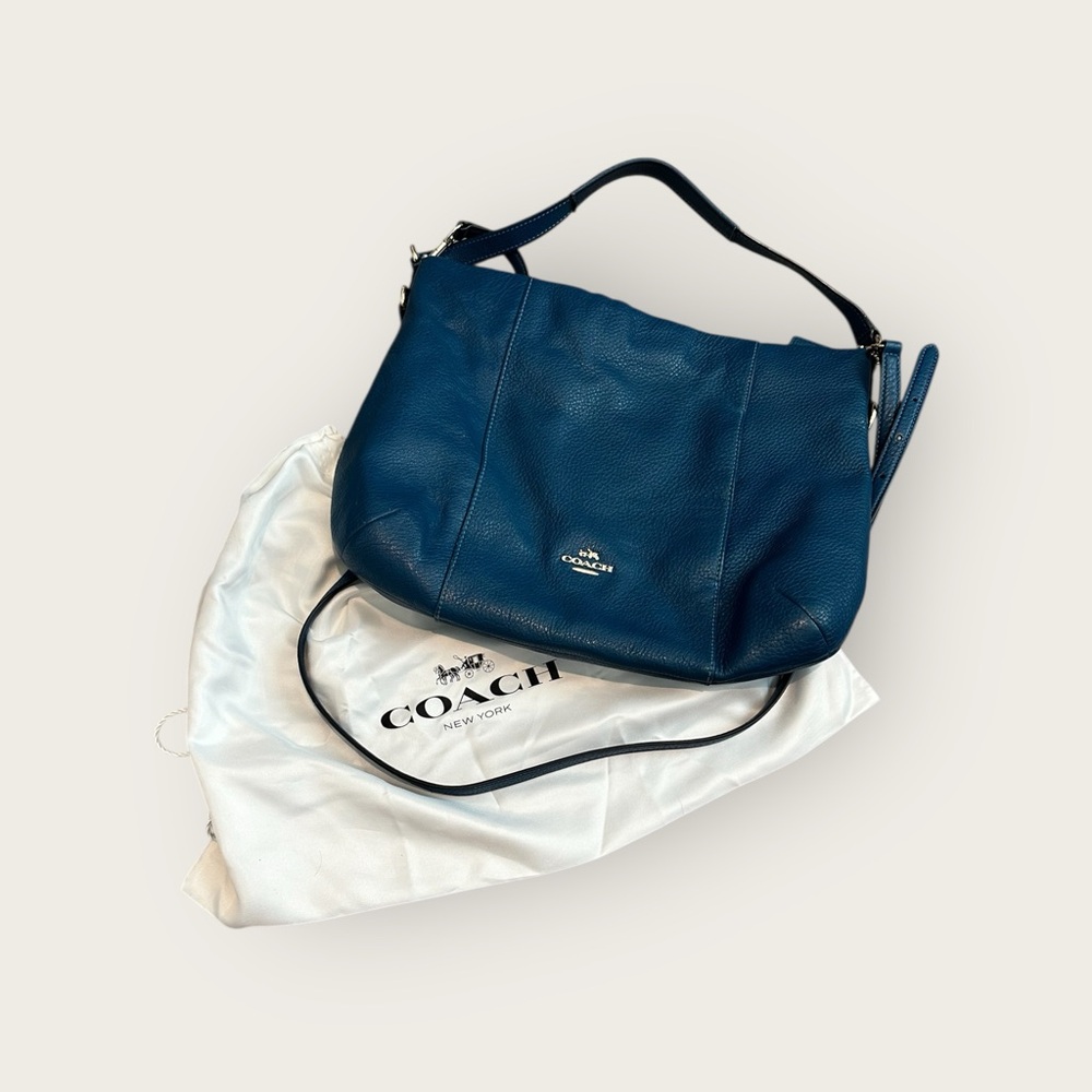 Coach Isabelle East West Blue Pebbled Leather Hobo Bag